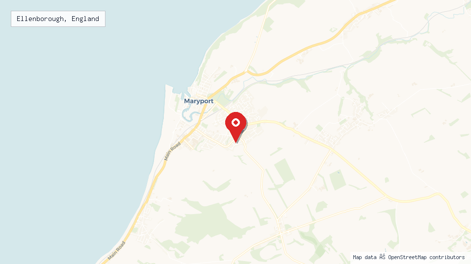 Street map of Ellenborough, England with location pin