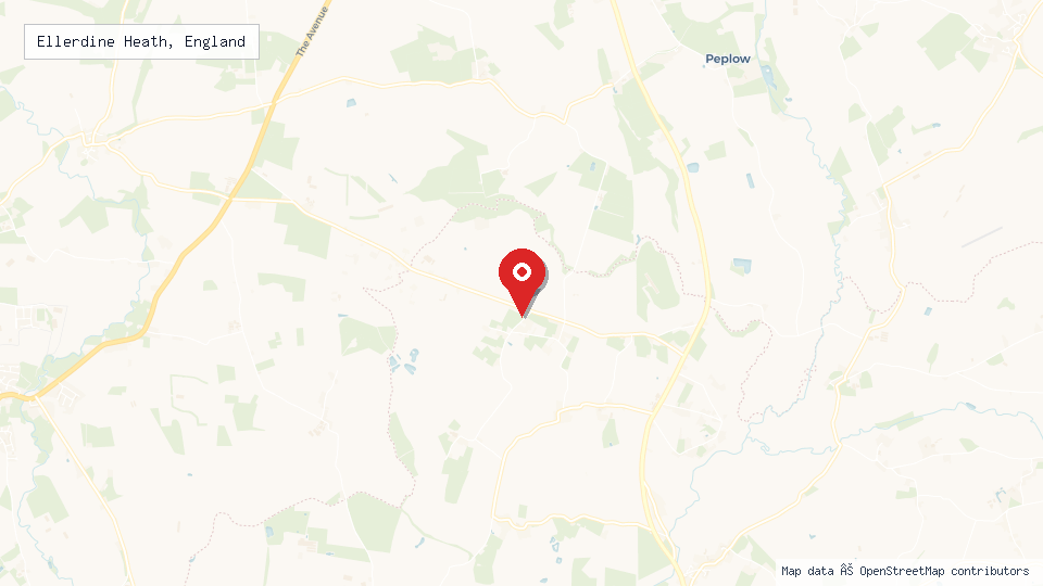 Street map of Ellerdine Heath, England with location pin