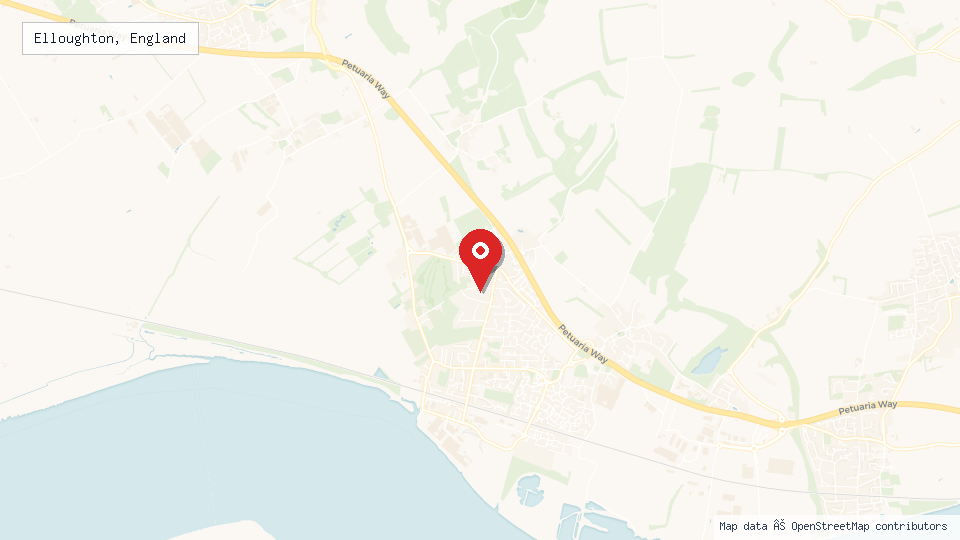 Street map of Elloughton, England with location pin