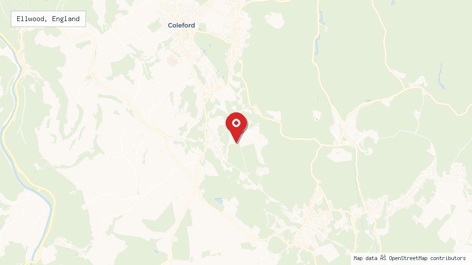 Street map of Ellwood, England with location pin