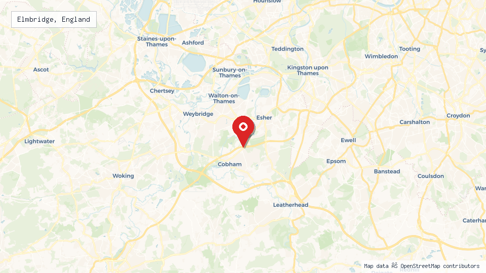 Street map of Elmbridge, England with location pin