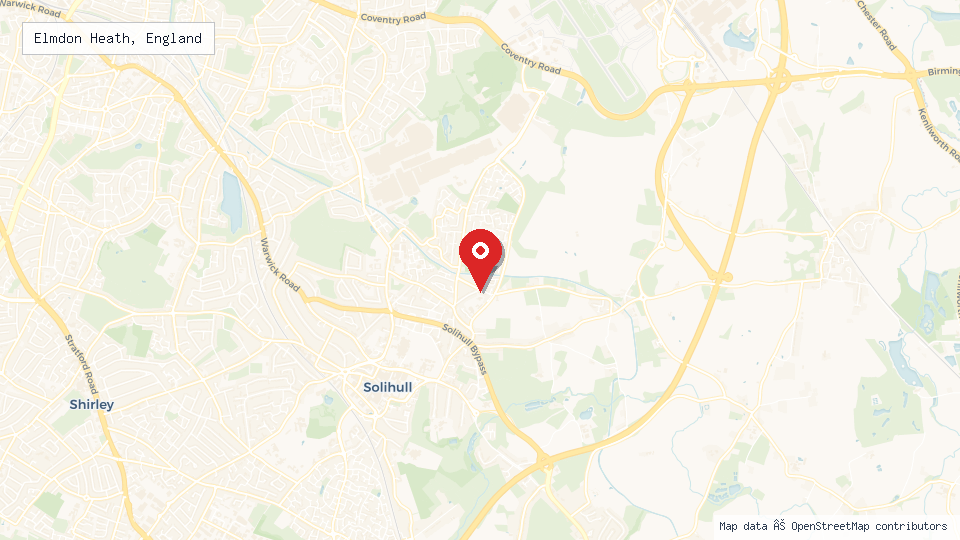 Street map of Elmdon Heath, England with location pin