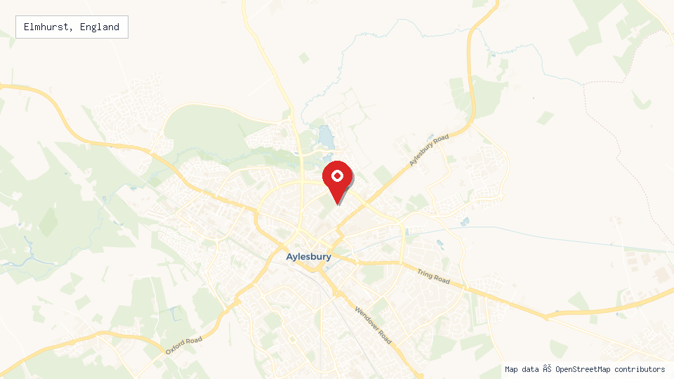 Street map of Elmhurst, England with location pin