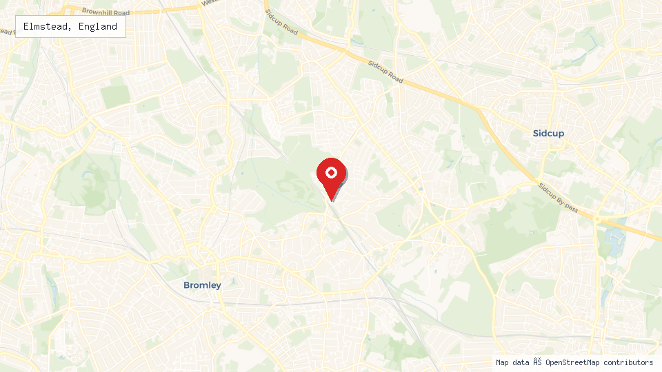 Street map of Elmstead, England with location pin