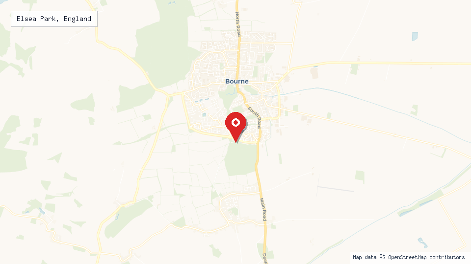 Street map of Elsea Park, England with location pin