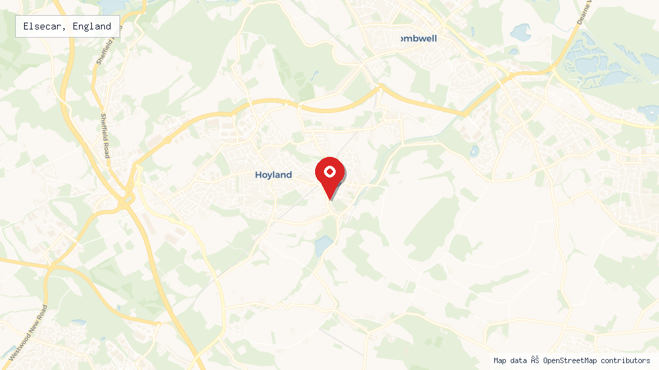 Street map of Elsecar, England with location pin