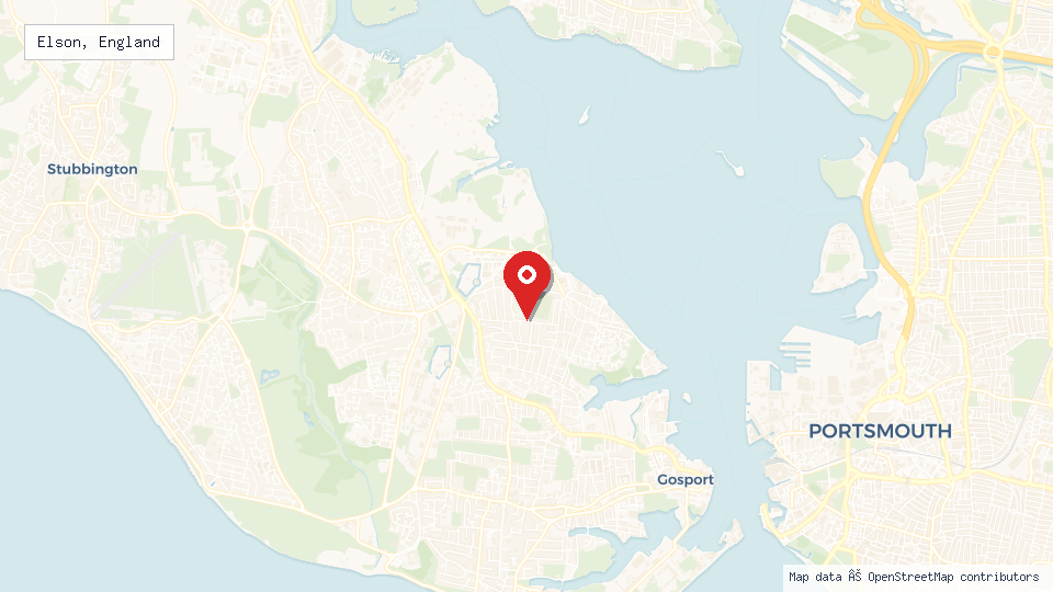 Street map of Elson, England with location pin