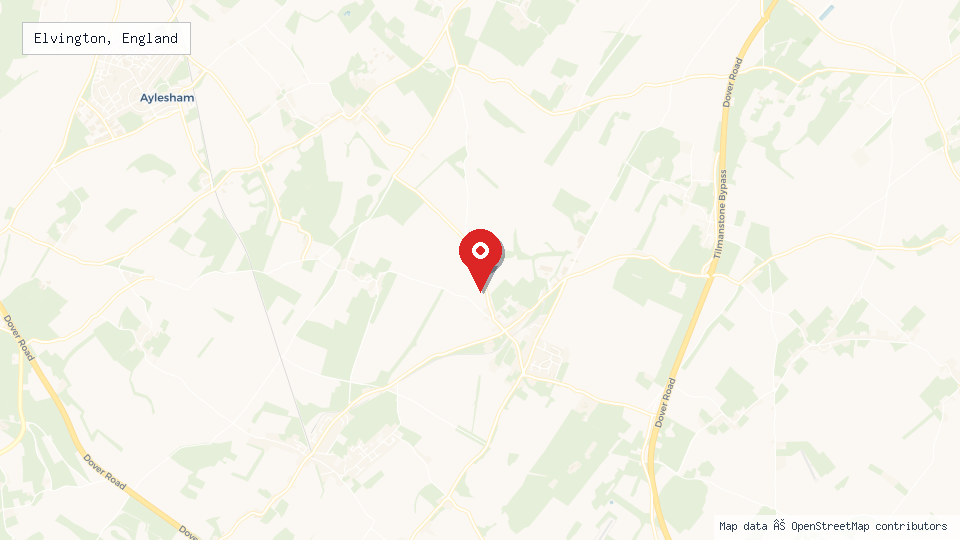 Street map of Elvington, England with location pin