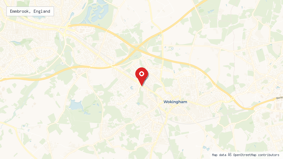 Street map of Emmbrook, England with location pin