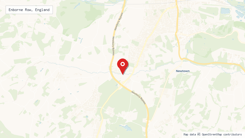 Street map of Enborne Row, England with location pin