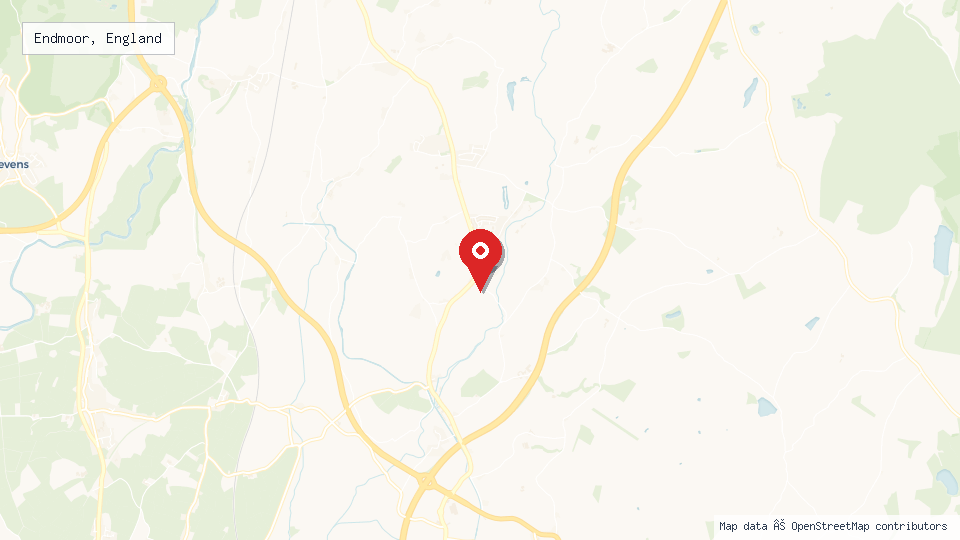 Street map of Endmoor, England with location pin
