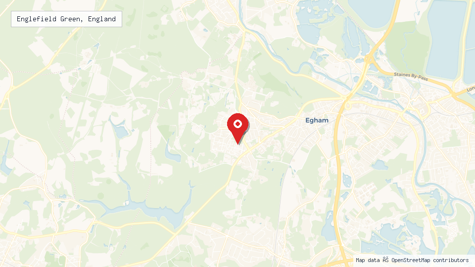 Street map of Englefield Green, England with location pin