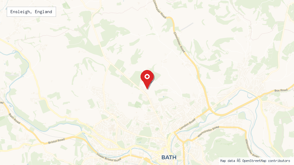 Street map of Ensleigh, England with location pin