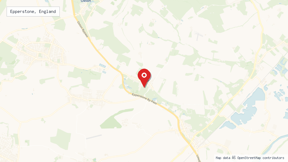 Street map of Epperstone, England with location pin