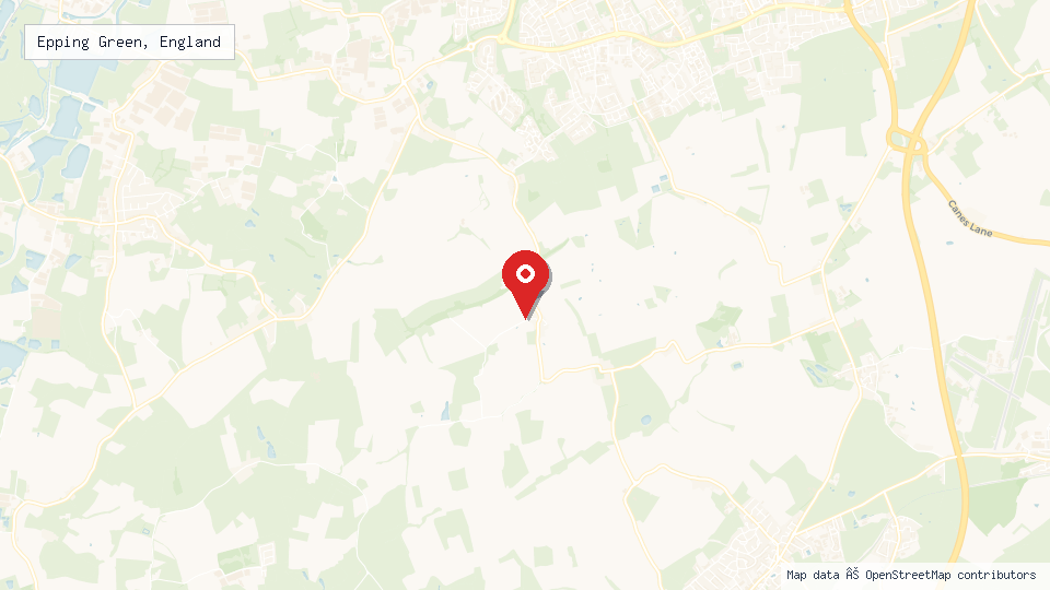 Street map of Epping Green, England with location pin