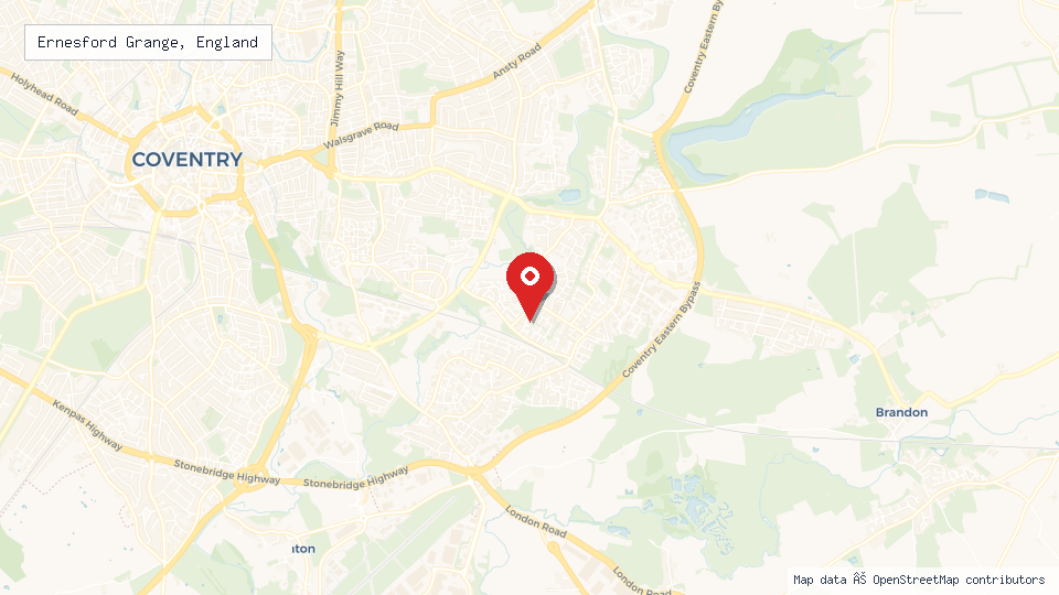 Street map of Ernesford Grange, England with location pin