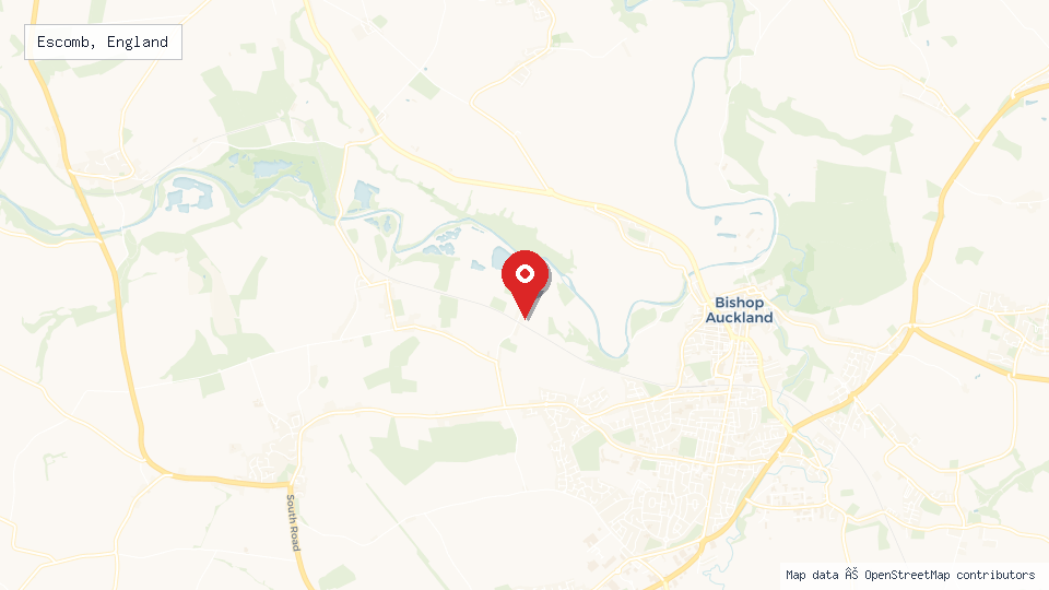 Street map of Escomb, England with location pin