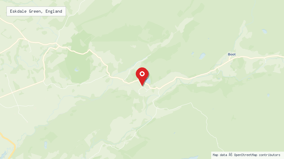 Street map of Eskdale Green, England with location pin