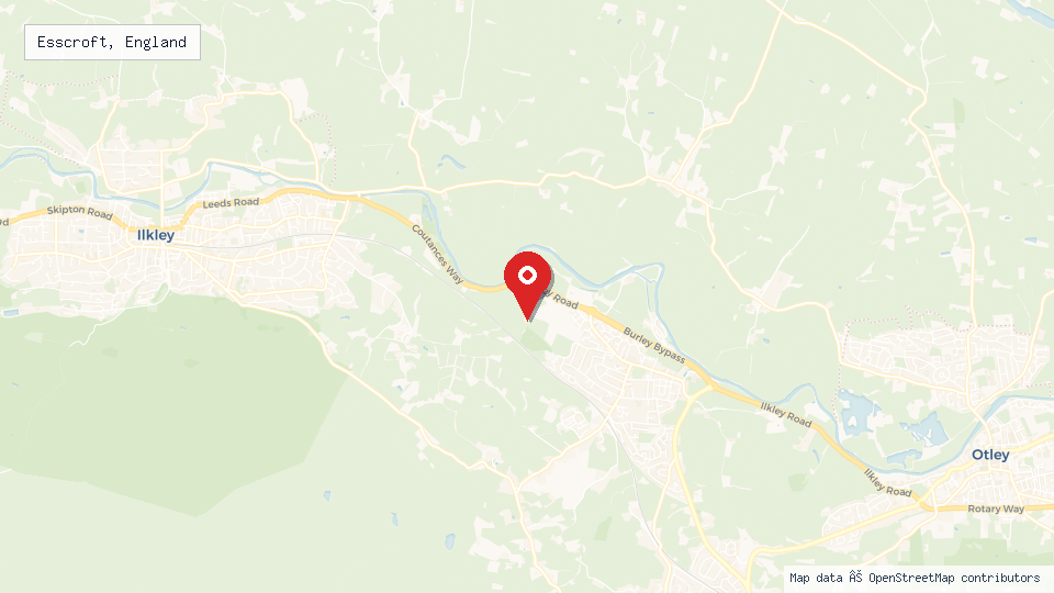 Street map of Esscroft, England with location pin