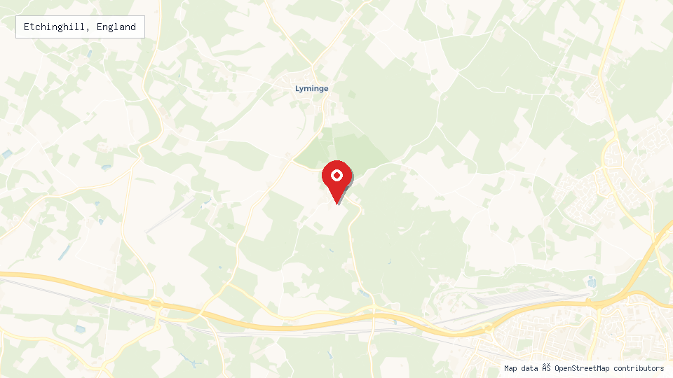 Street map of Etchinghill, England with location pin