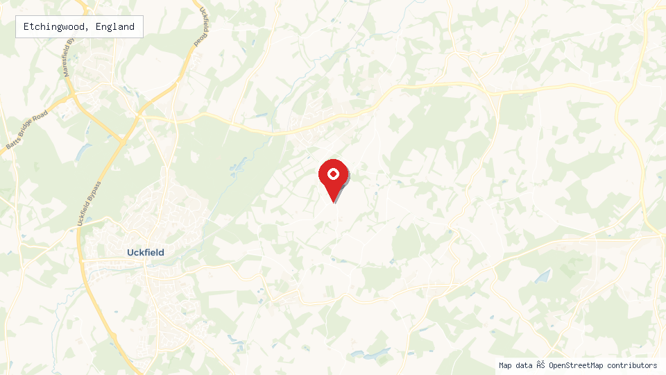 Street map of Etchingwood, England with location pin