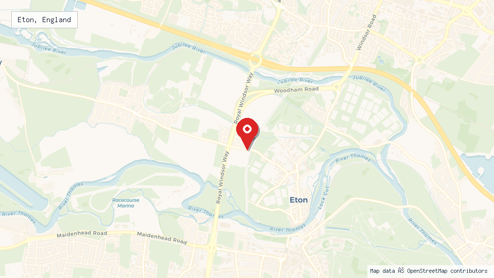 Street map of Eton, England with location pin