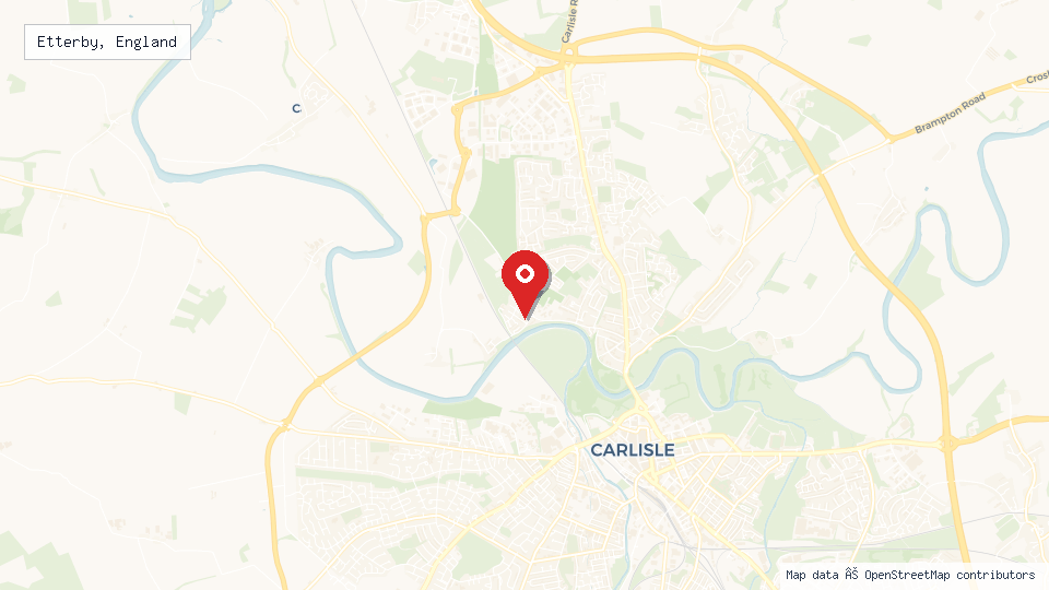Street map of Etterby, England with location pin