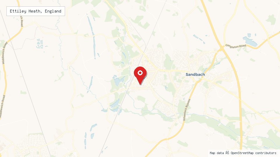 Street map of Ettiley Heath, England with location pin