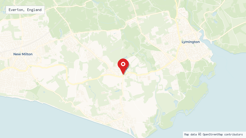 Street map of Everton, England with location pin