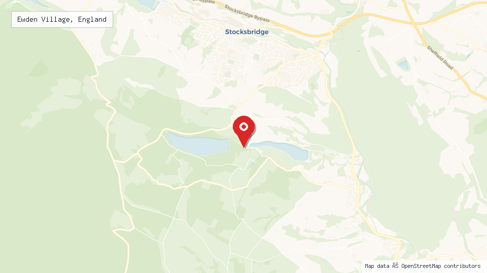 Street map of Ewden Village, England with location pin