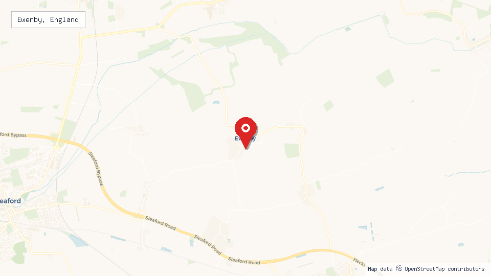 Street map of Ewerby, England with location pin