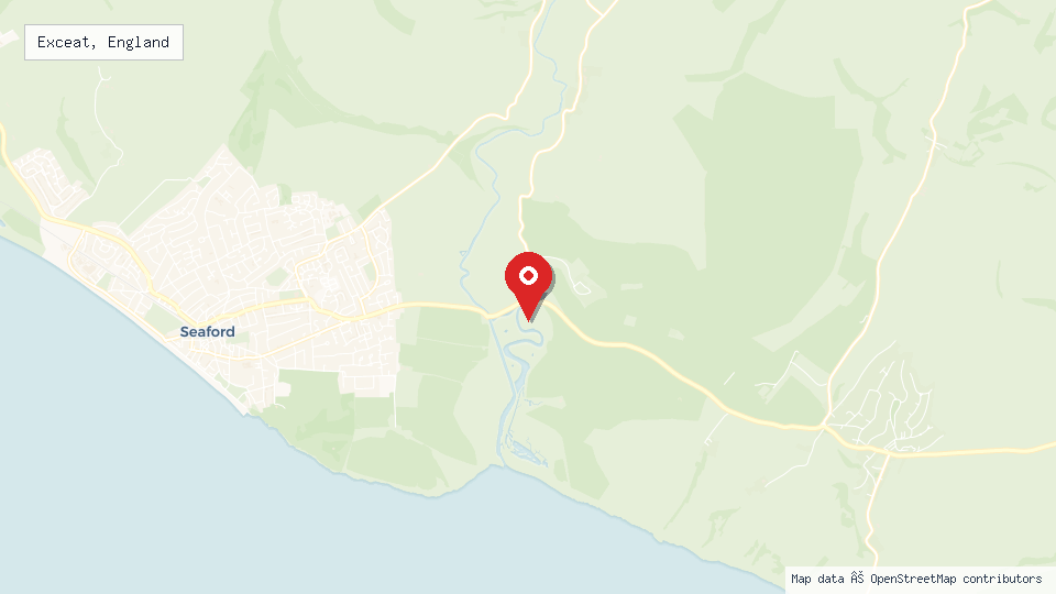 Street map of Exceat, England with location pin