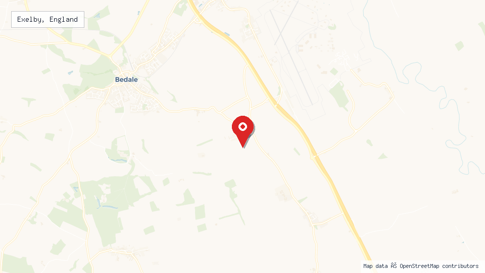 Street map of Exelby, England with location pin