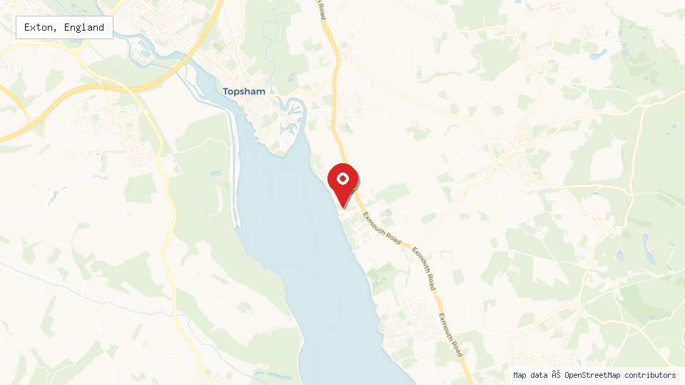 Street map of Exton, England with location pin