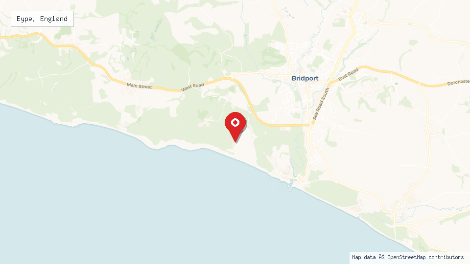 Street map of Eype, England with location pin