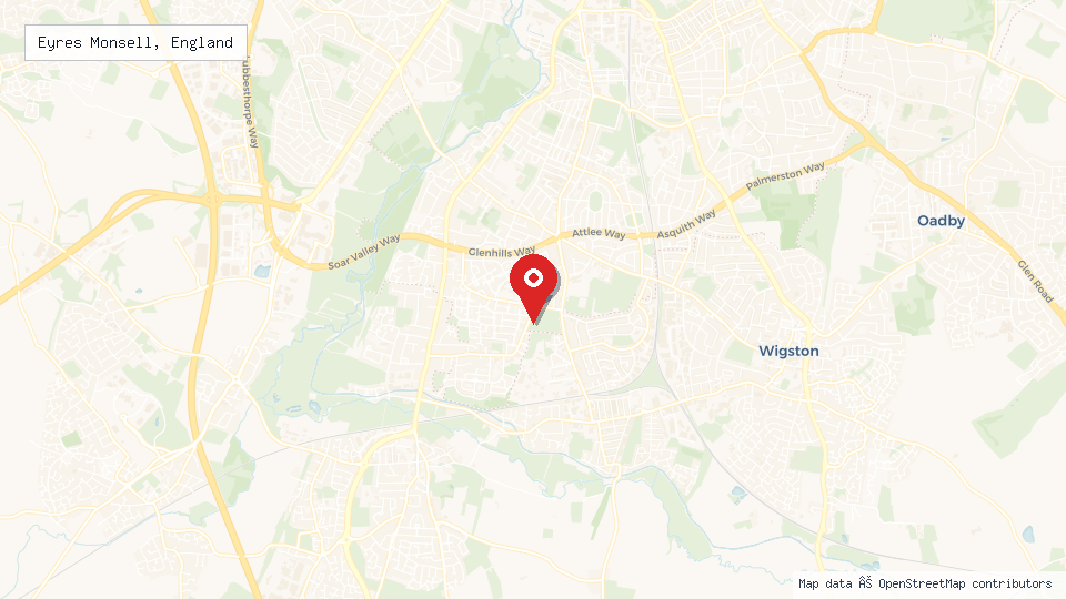 Street map of Eyres Monsell, England with location pin