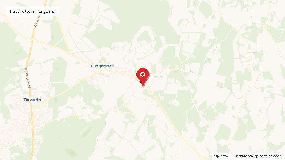 Street map of Faberstown, England with location pin