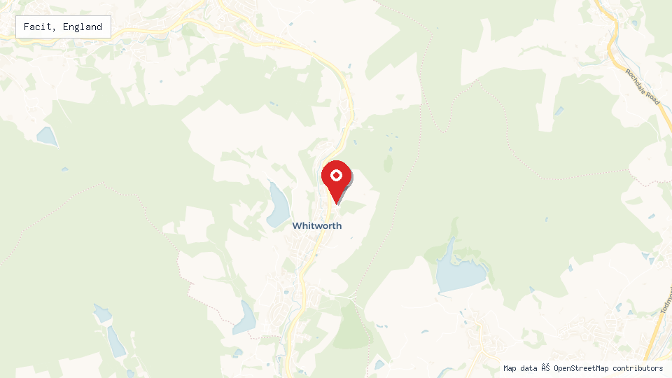 Street map of Facit, England with location pin