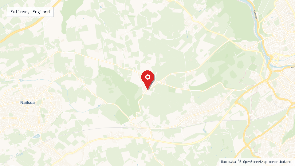 Street map of Failand, England with location pin