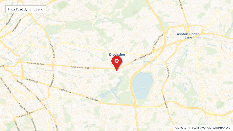 Street map of Fairfield, England with location pin