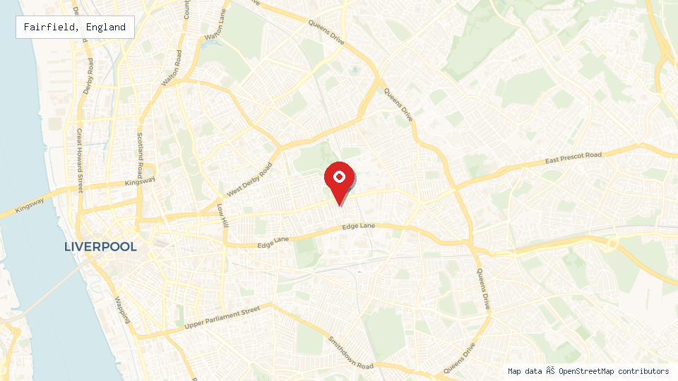 Street map of Fairfield, England with location pin