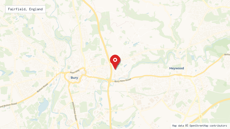 Street map of Fairfield, England with location pin