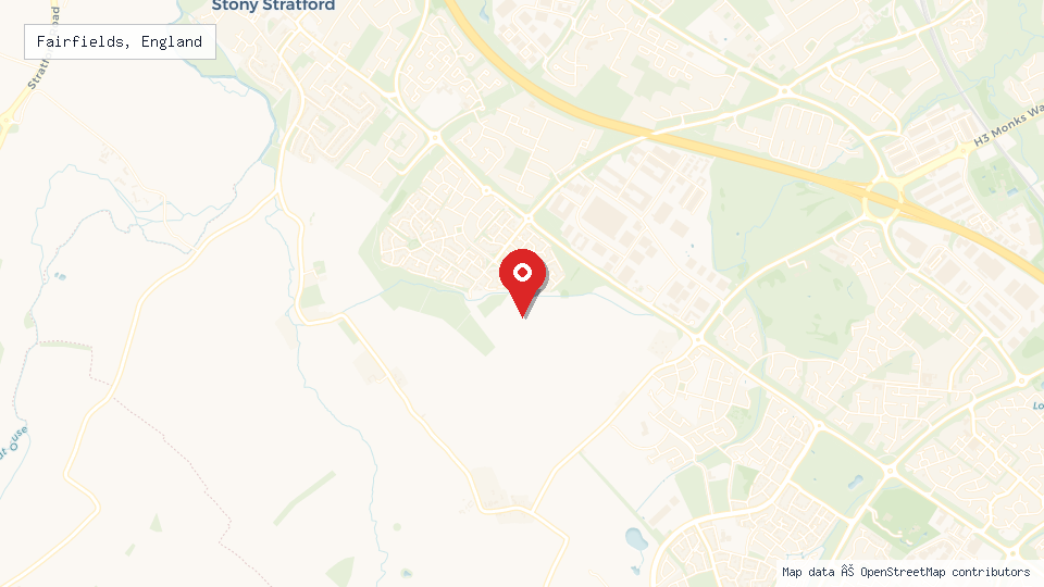 Street map of Fairfields, England with location pin