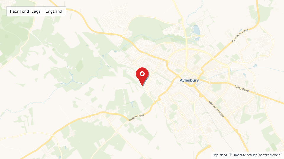 Street map of Fairford Leys, England with location pin