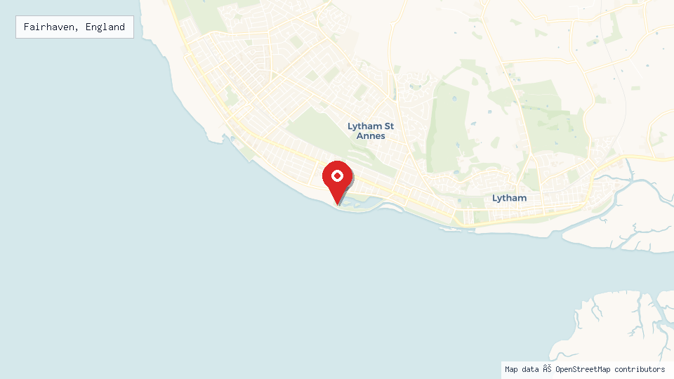 Street map of Fairhaven, England with location pin