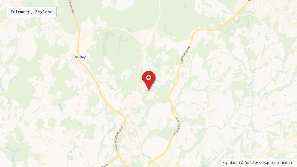 Street map of Fairwarp, England with location pin