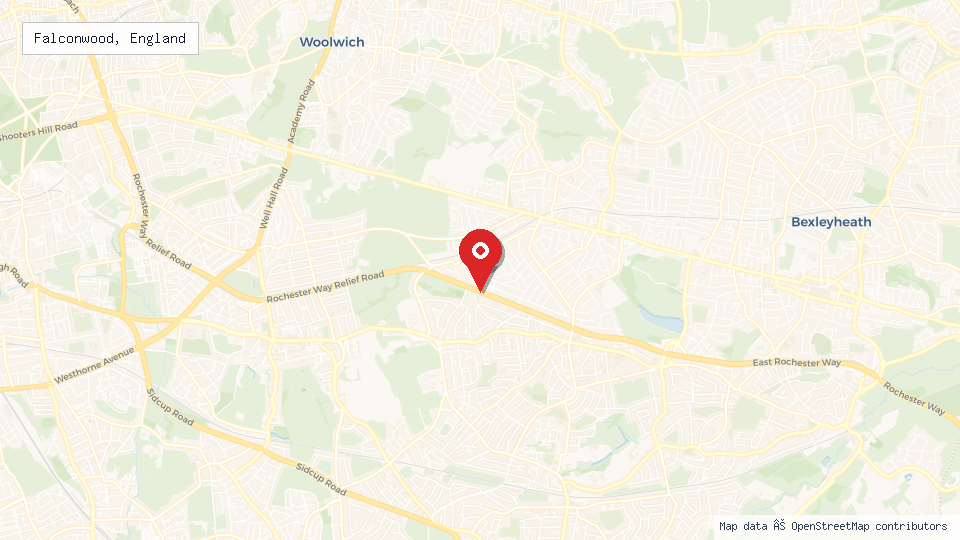 Street map of Falconwood, England with location pin