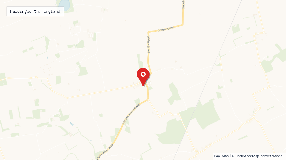 Street map of Faldingworth, England with location pin