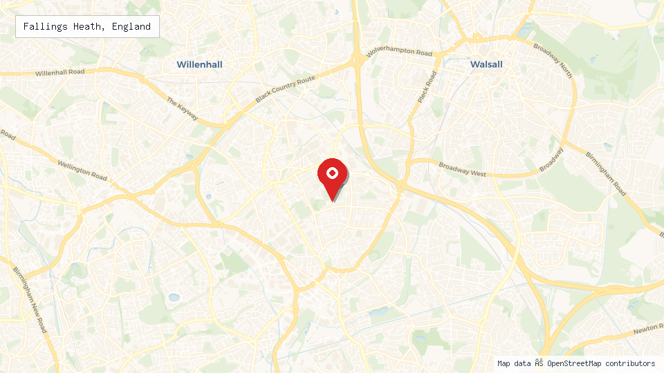 Street map of Fallings Heath, England with location pin