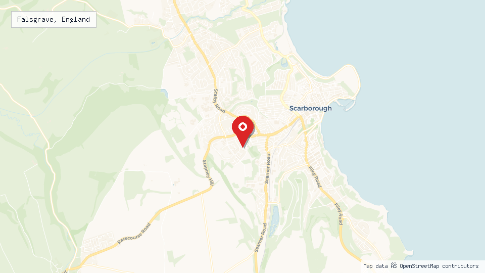 Street map of Falsgrave, England with location pin